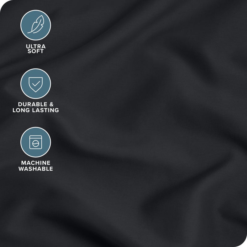 Bare Home Premium 1800 Ultra-Soft Microfiber Pillowcase Set - Double Brushed - Hypoallergenic - Wrinkle Resistant (Standard Pillowcase Set of 2  Black) - Image 4